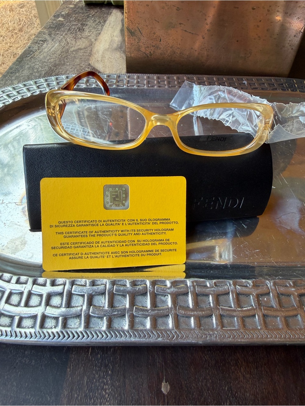 Fendi Women's Yellow Transparent and Tortoiseshell Eyeglasses